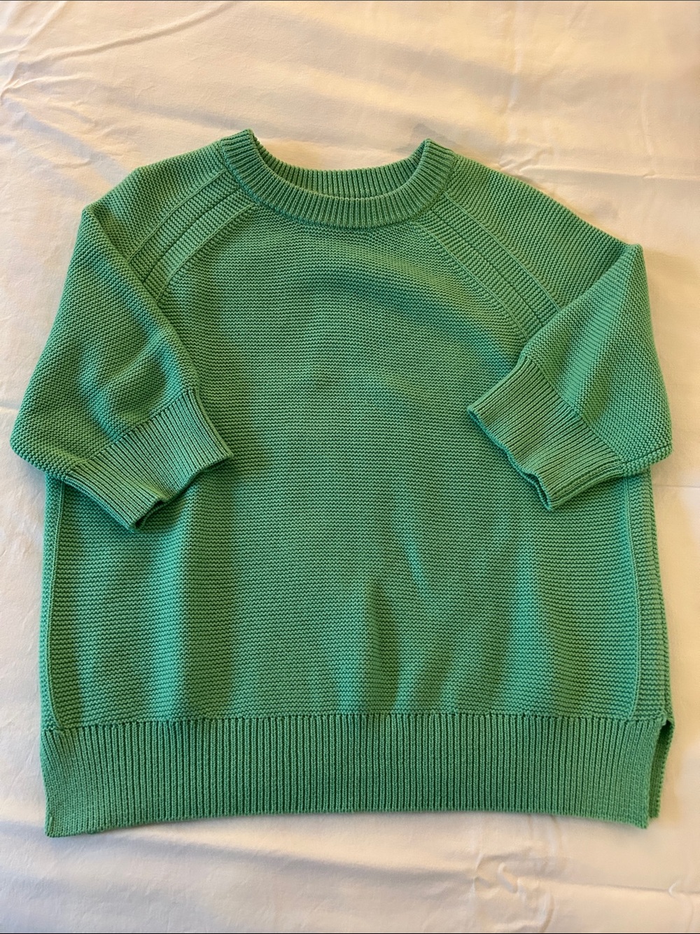 French Connection Green Crewneck Short-Sleeve Sweater